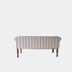 Oxford Blue Striped Chaise Sofa Bench with Scroll Arms