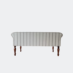 Oxford Grey Striped Chaise Sofa Bench with Scroll Arms