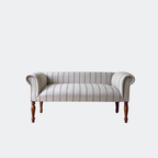 Oxford Grey Striped Chaise Sofa Bench with Scroll Arms