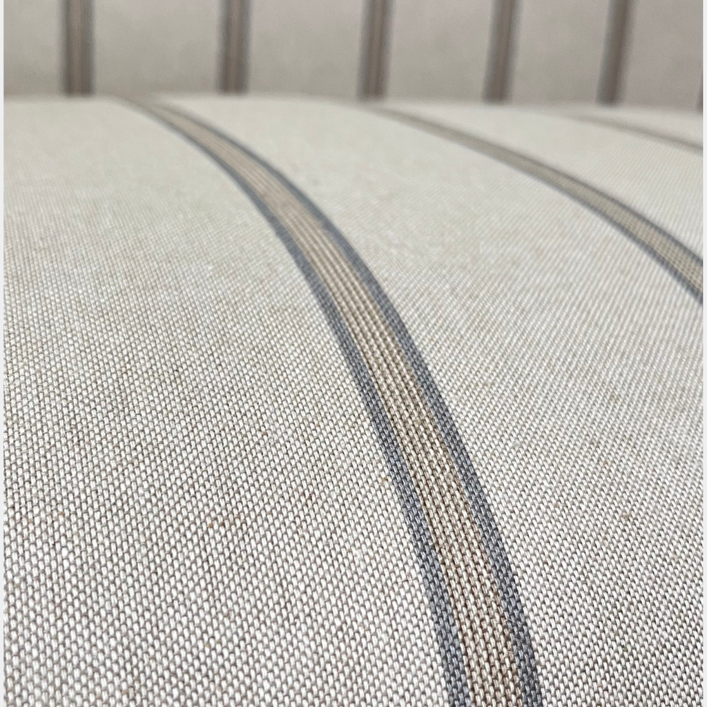 Oxford Grey Striped Chaise Sofa Bench with Scroll Arms