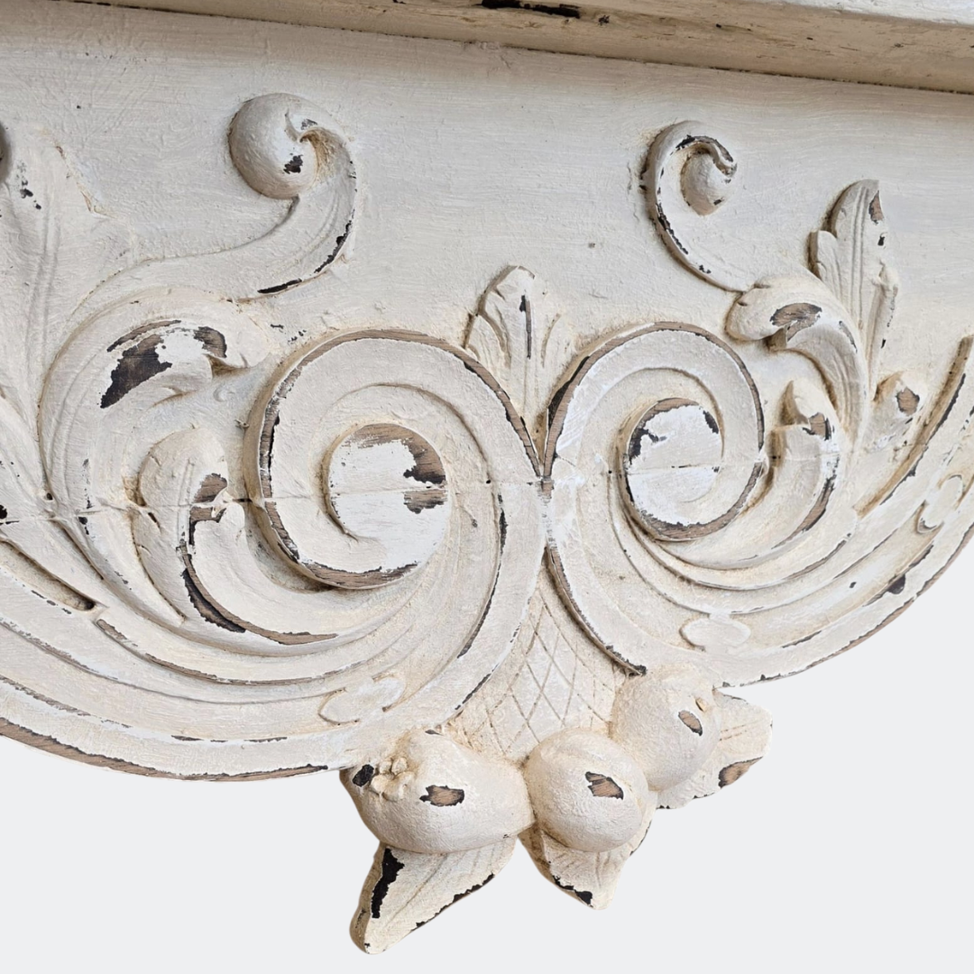 Vintage French Style Console Table | Reclaimed Armoire Wood & Antique Moulding