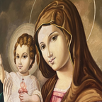 Vintage Sacred Heart Madonna and Child Oil Painting
