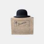 Scott's Black Bowler Hat with Square Box