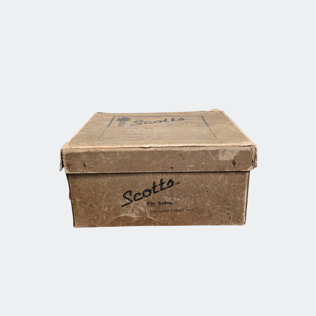 Scott's Black Bowler Hat with Square Box