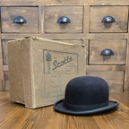 Scott's Black Bowler Hat with Square Box