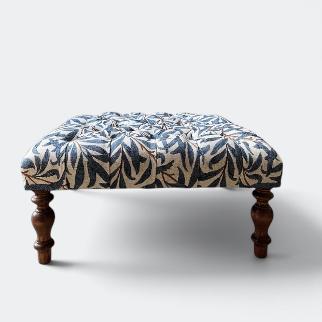 Handmade William Morris Willow Square Footstool