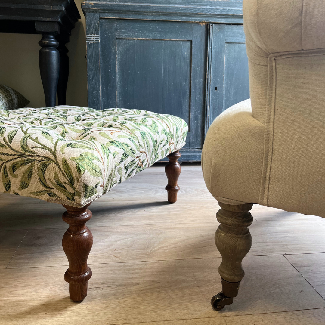 Handmade William Morris Willow Square Footstool