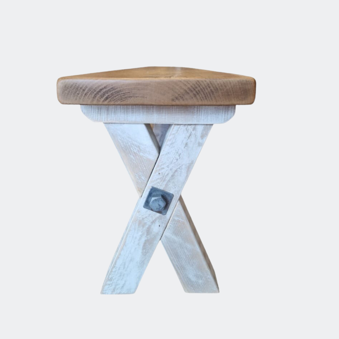 Rustic Wooden X-Frame Table Bench