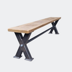Rustic X-Frame Metal Table Bench