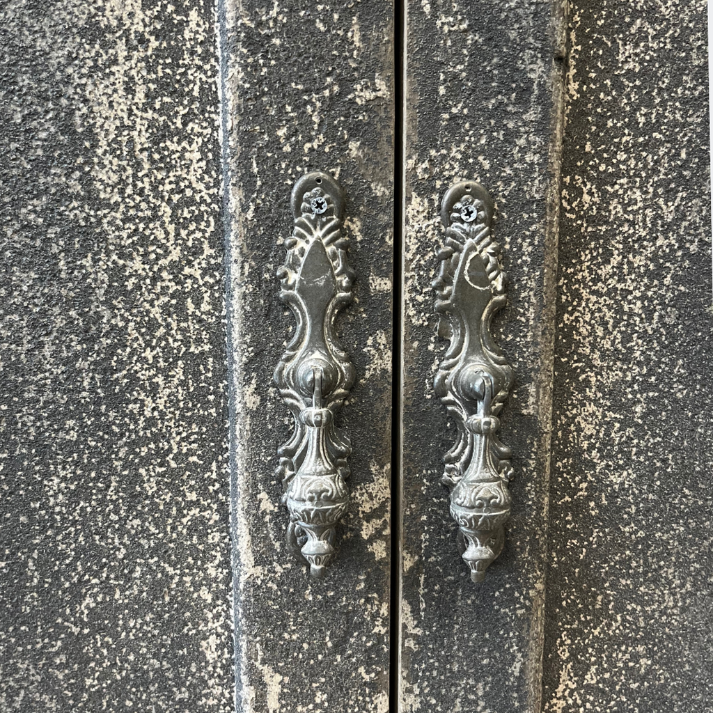 Rustic Grey Distressed Wooden Sideboard – 4-Door Storage Cabinet