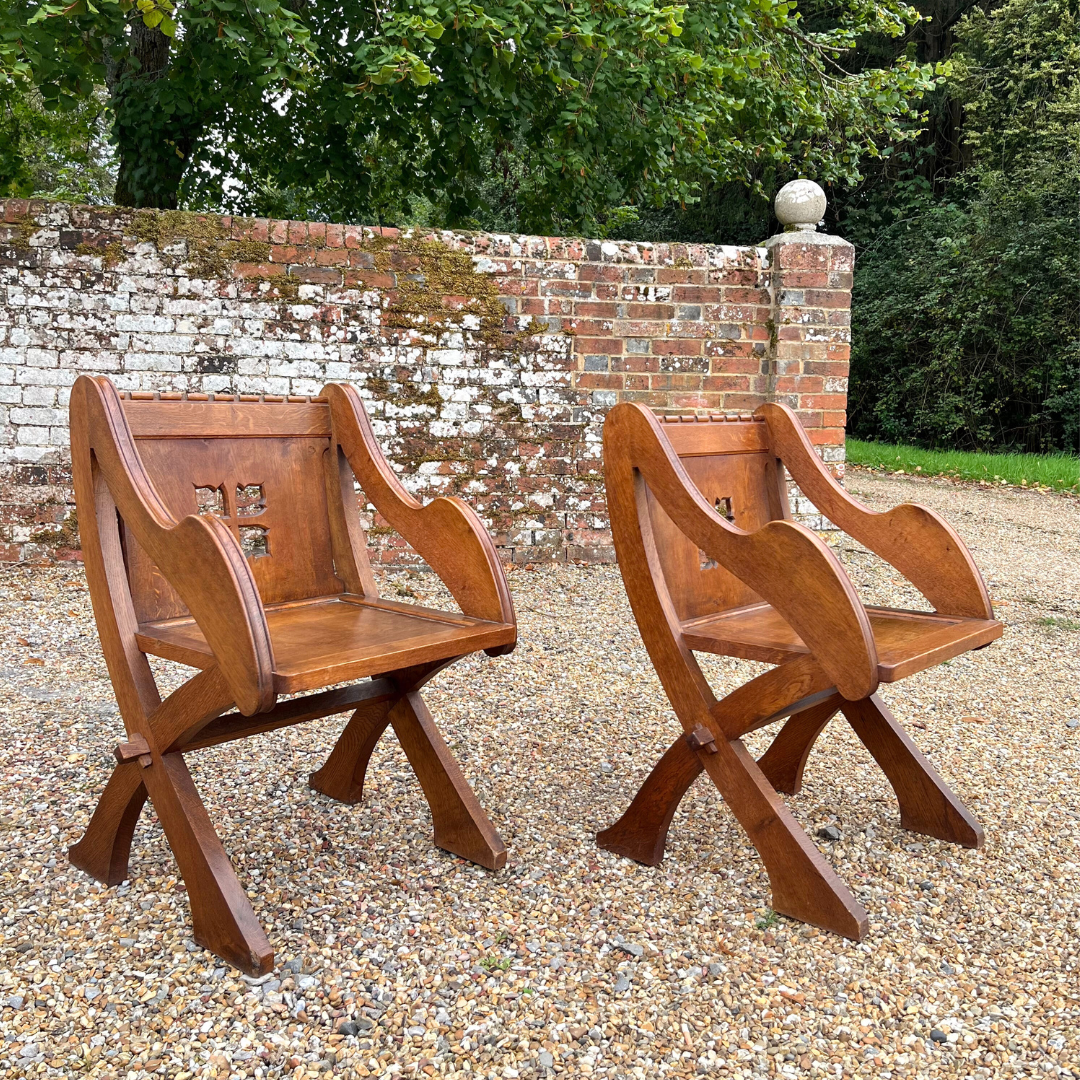British Antique Solid Oak Altar Chair | Circa 1890s