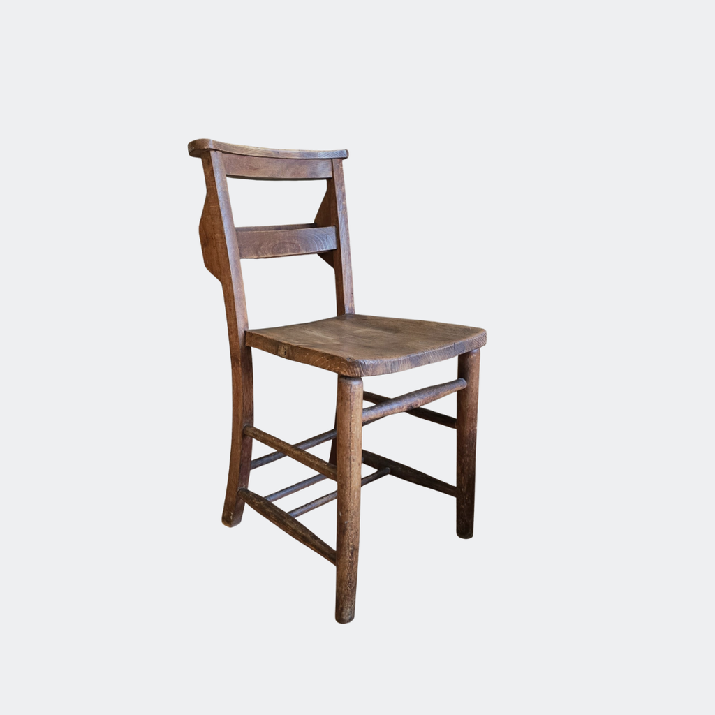 Antique English Chapel Chair - Vintage Wooden Seating