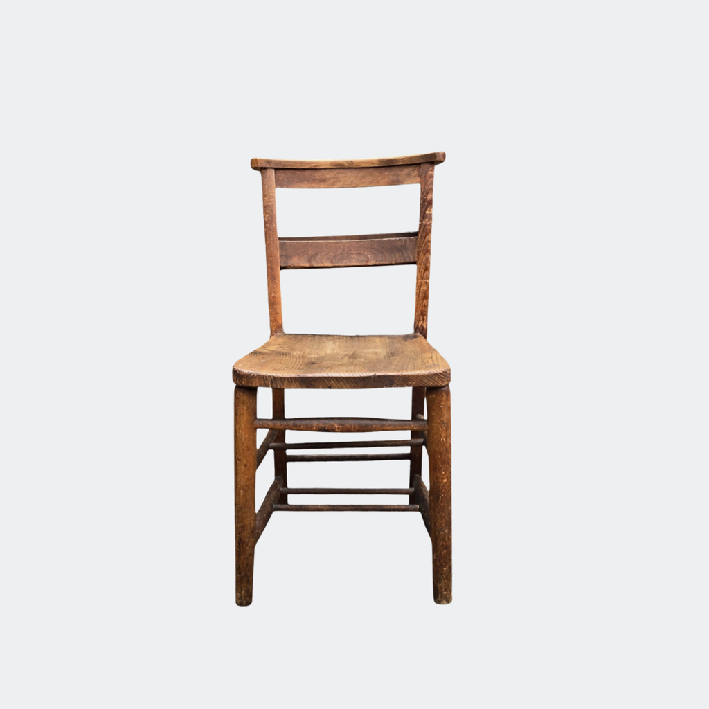 Antique English Chapel Chair - Vintage Wooden Seating