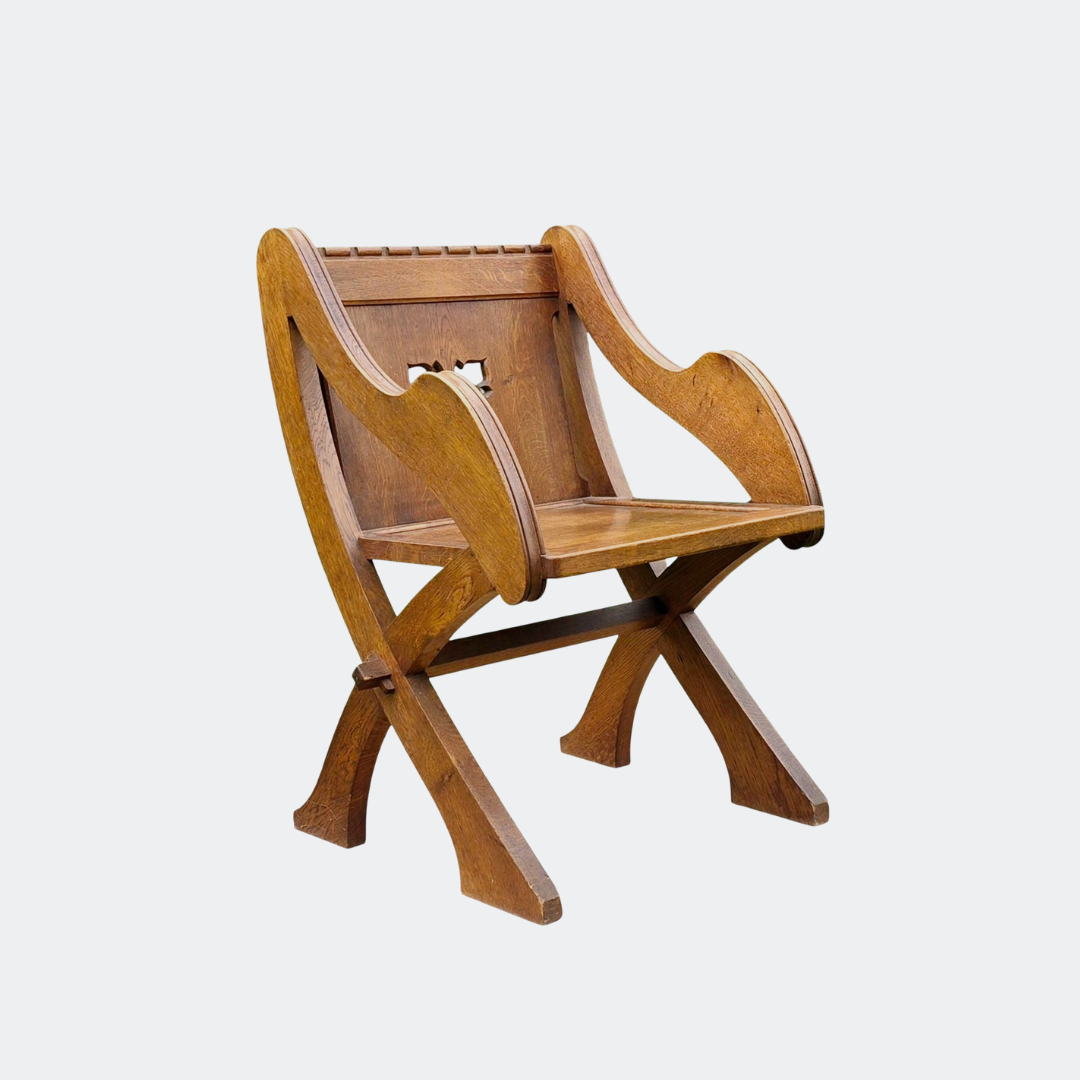British Antique Solid Oak Altar Chair | Circa 1890s