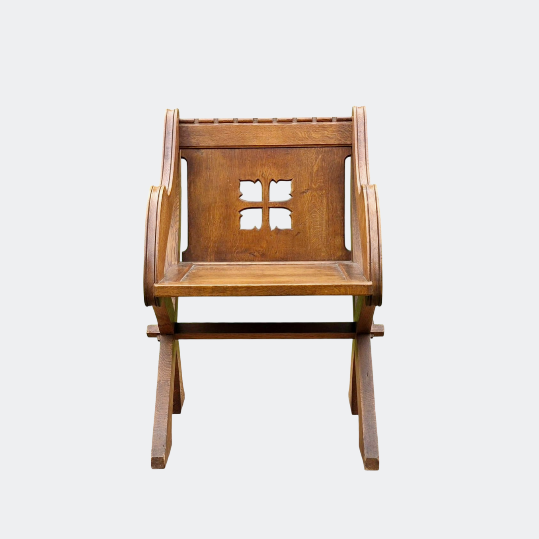 British Antique Solid Oak Altar Chair | Circa 1890s