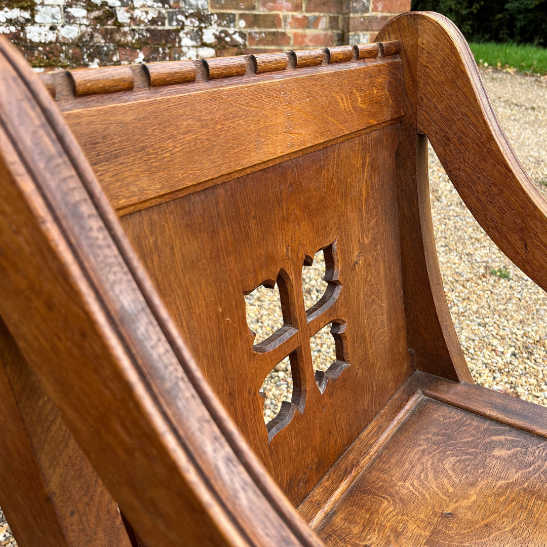 British Antique Solid Oak Altar Chair | Circa 1890s