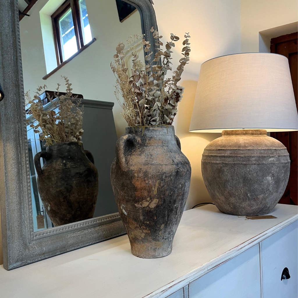 Vintage Turkish Terracotta Amphora Vase - Rare Rustic Ceramic Vessel