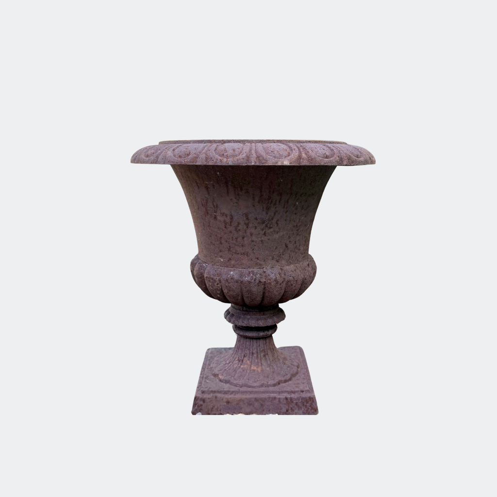 Pair of Cast Iron Campana Urns