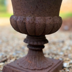 Pair of Cast Iron Campana Urns