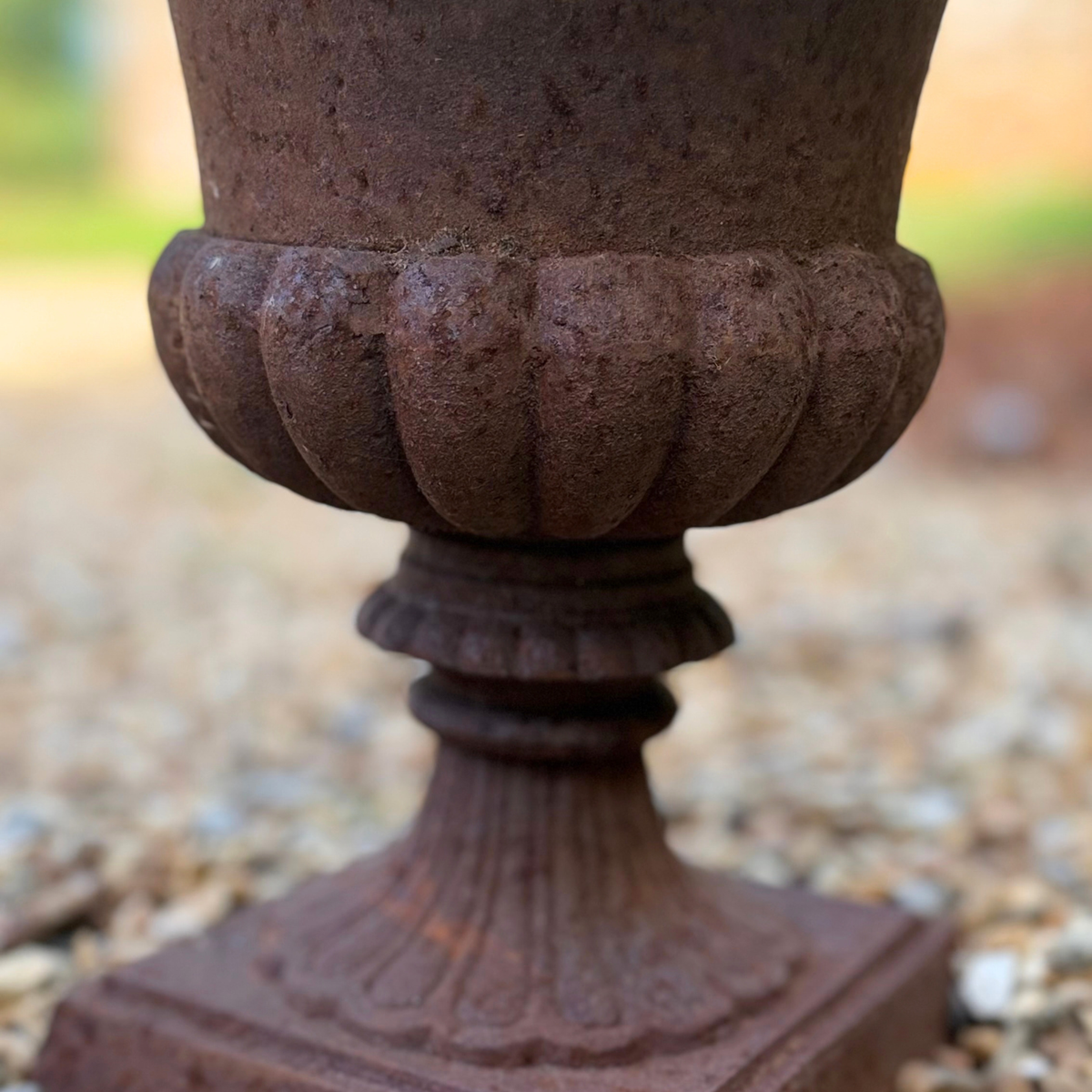 Pair of Cast Iron Campana Urns