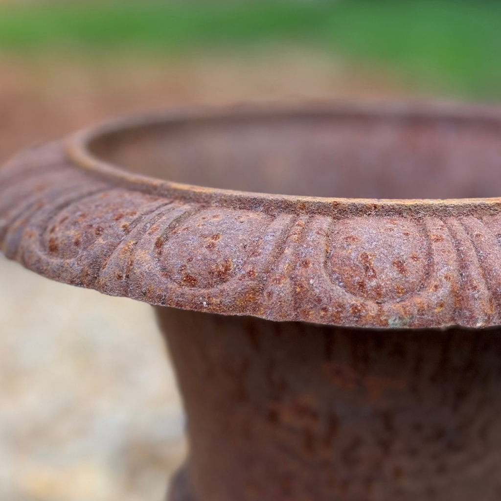 Pair of Cast Iron Campana Urns