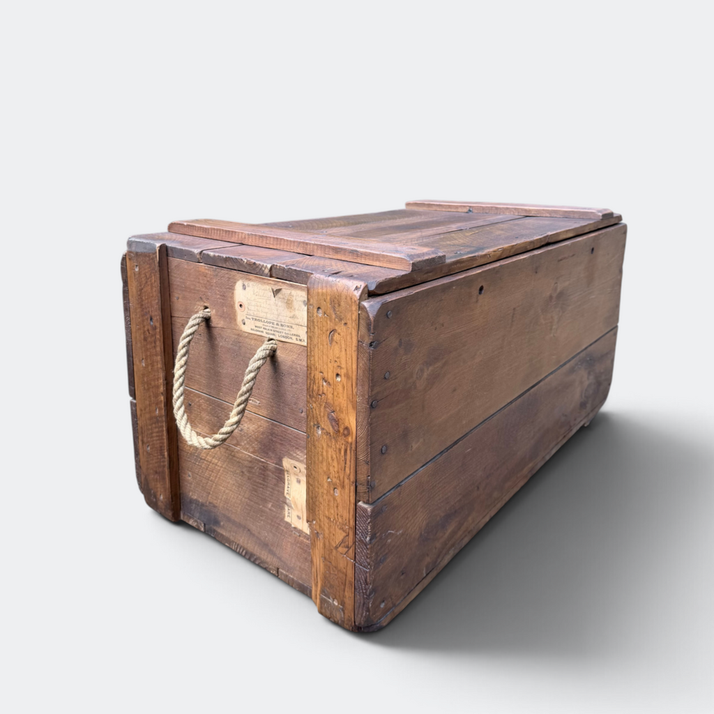 Antique Pine Trunk with Original Trollope & Sons Label