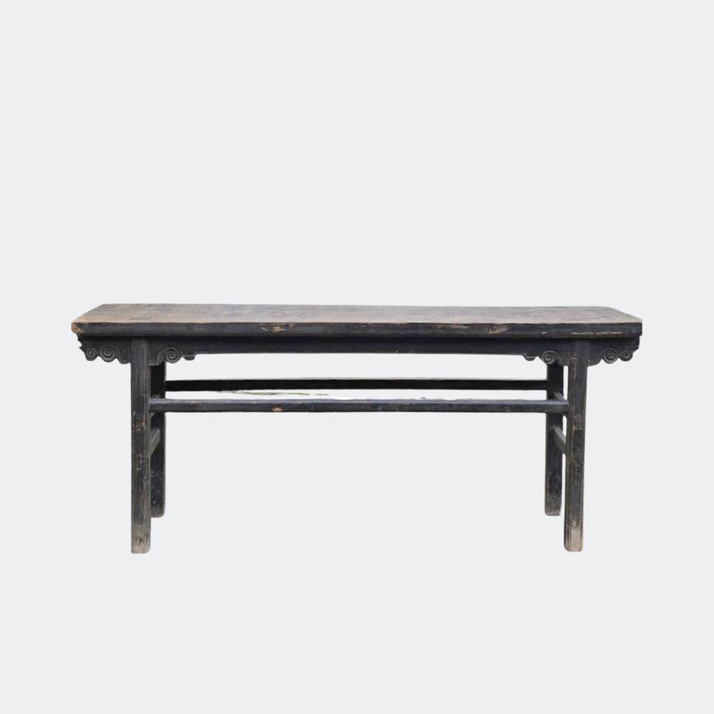 Antique-Style Asian Black Console Table