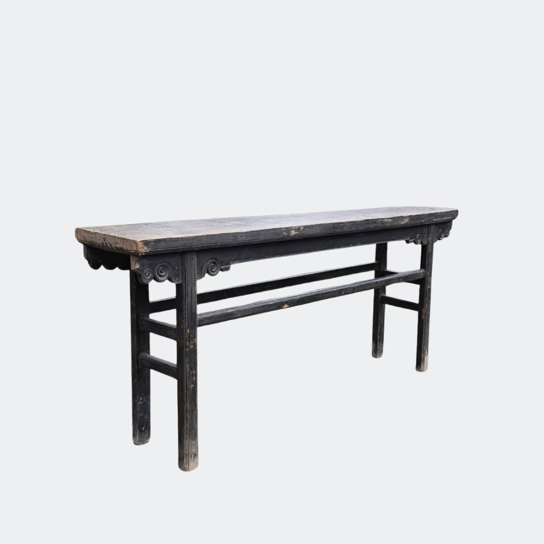 Antique-Style Asian Black Console Table