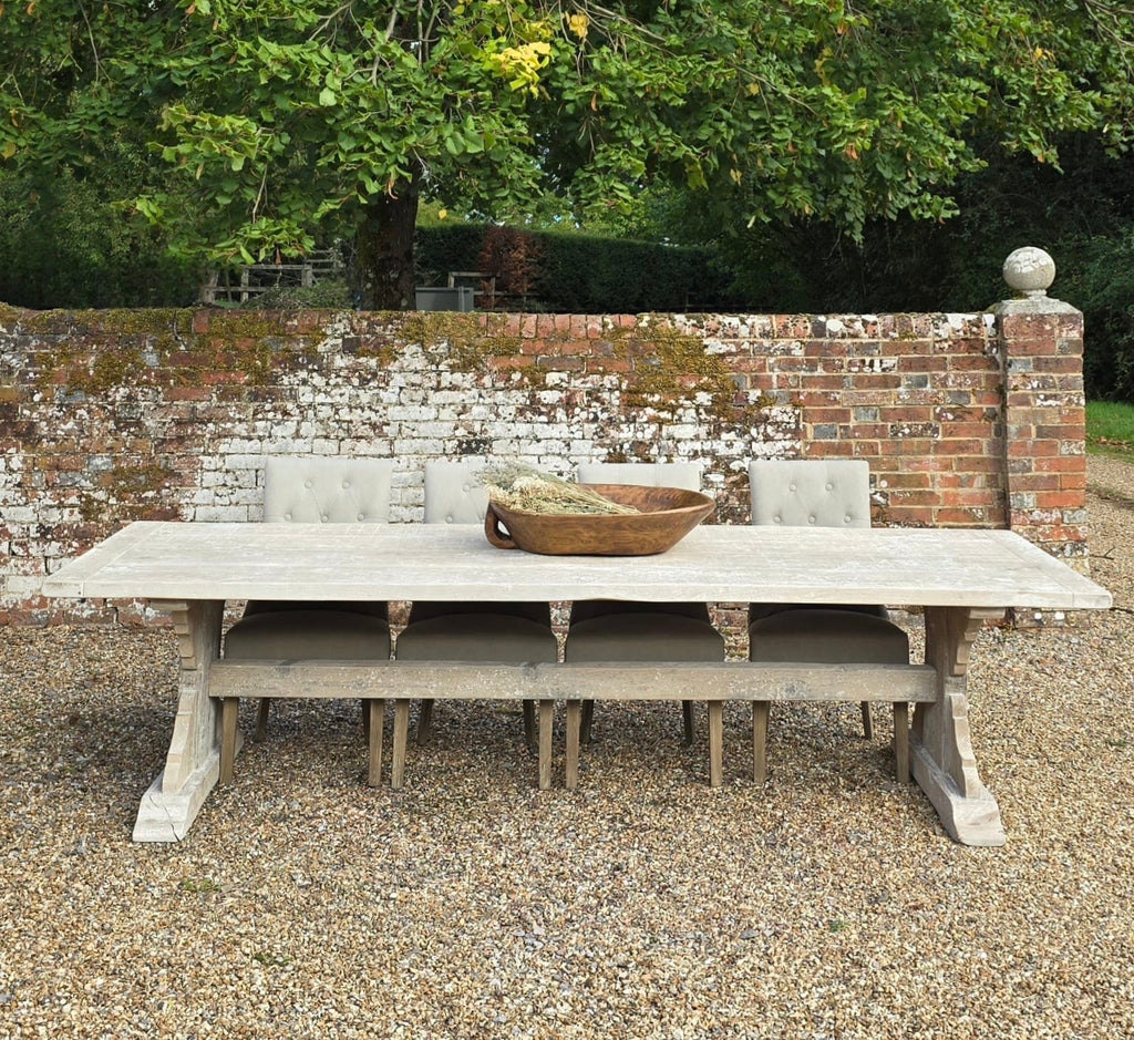 Handcrafted 10-Seater Rustic Dining Table – Whitewashed Reclaimed Pine, Made in UK