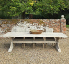 Handcrafted 10-Seater Rustic Dining Table – Whitewashed Reclaimed Pine, Made in UK