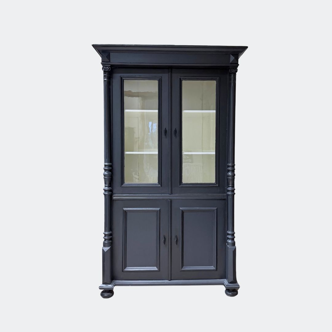 Black Painted Glazed Display Cupboard