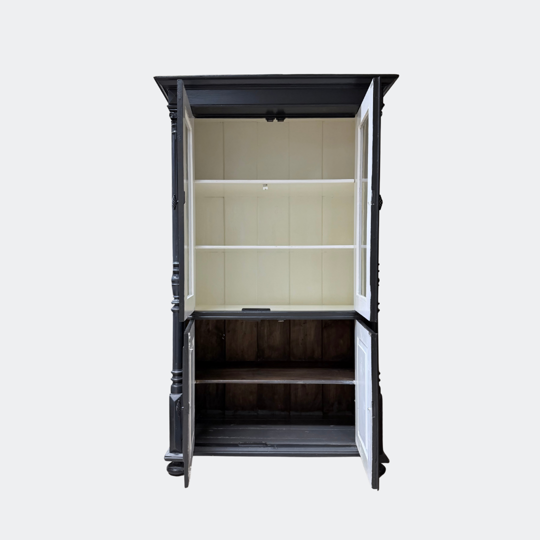 Black Painted Glazed Display Cupboard