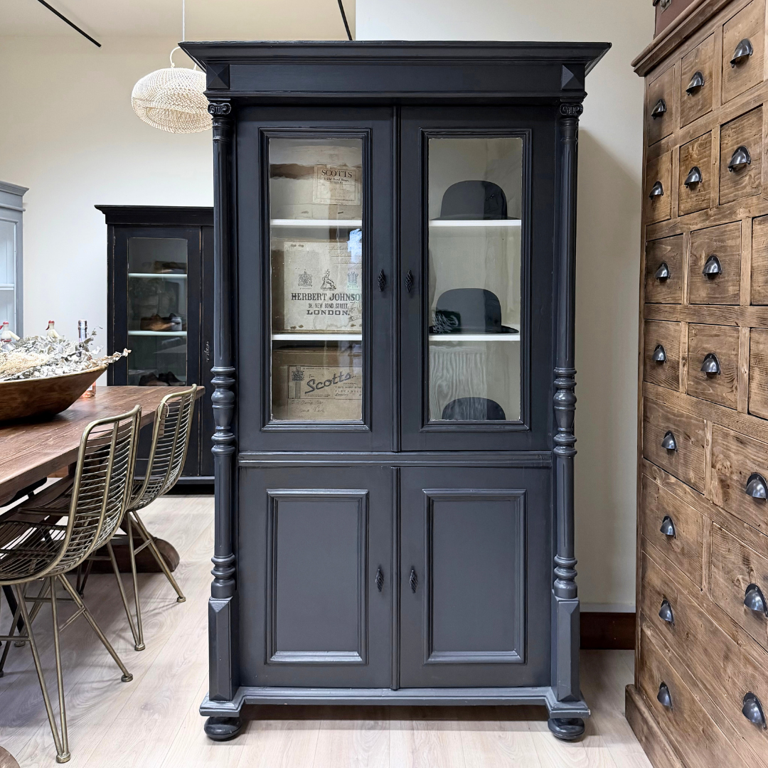 Black Painted Glazed Display Cupboard