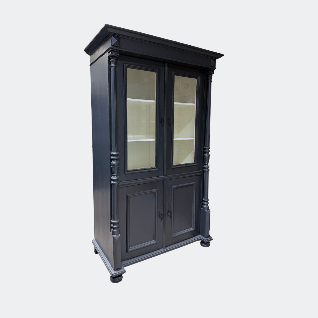 Black Painted Glazed Display Cupboard