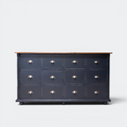 Black Twelve-Drawer Chest of Drawers — Handmade Solid Wood Storage