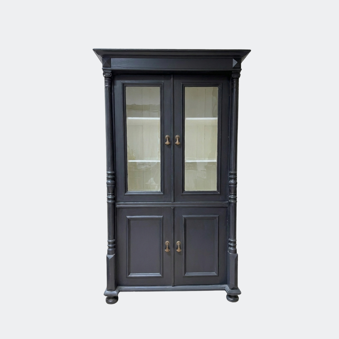 Black Painted Glazed Display Cupboard