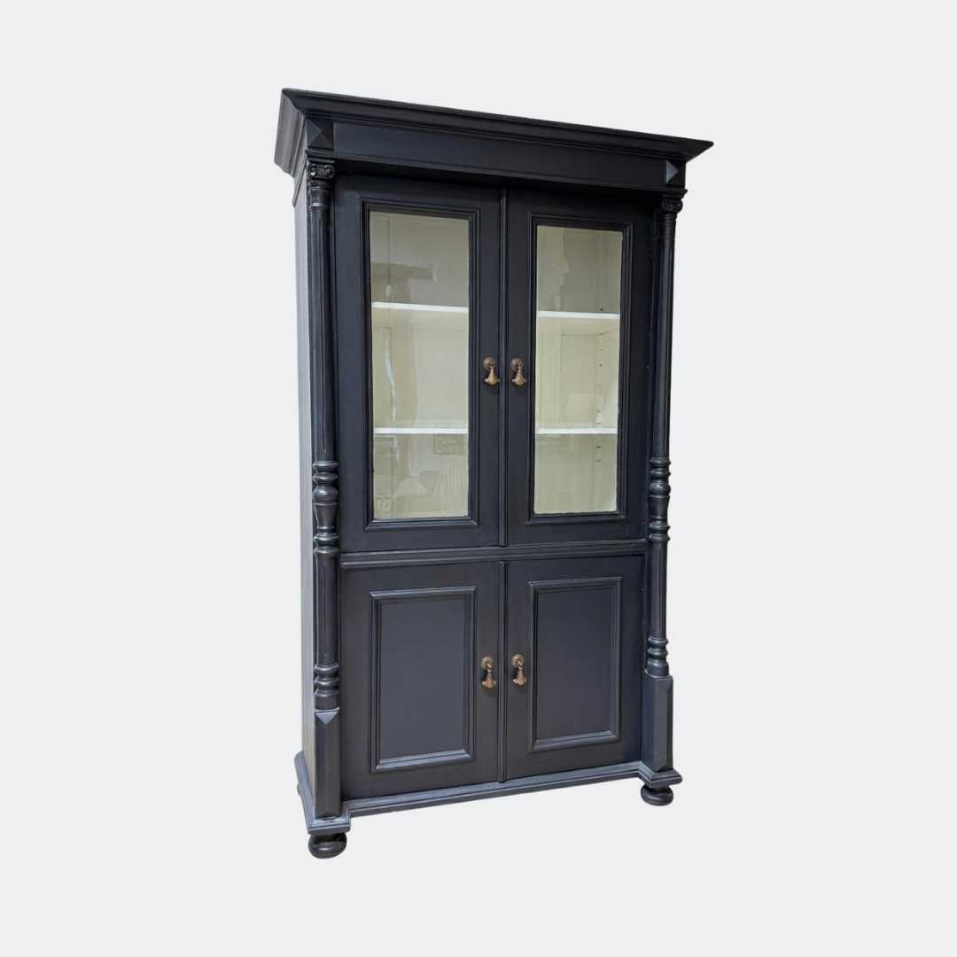 Black Painted Glazed Display Cupboard