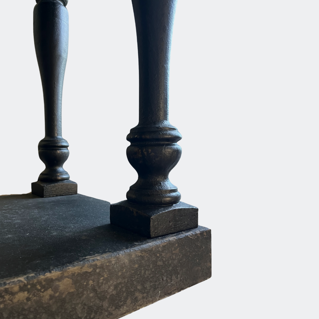 Black Distressed Console Table with Turned Legs