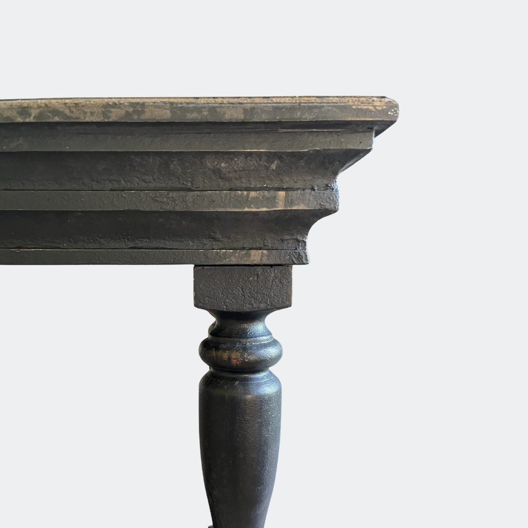 Black Distressed Console Table with Turned Legs