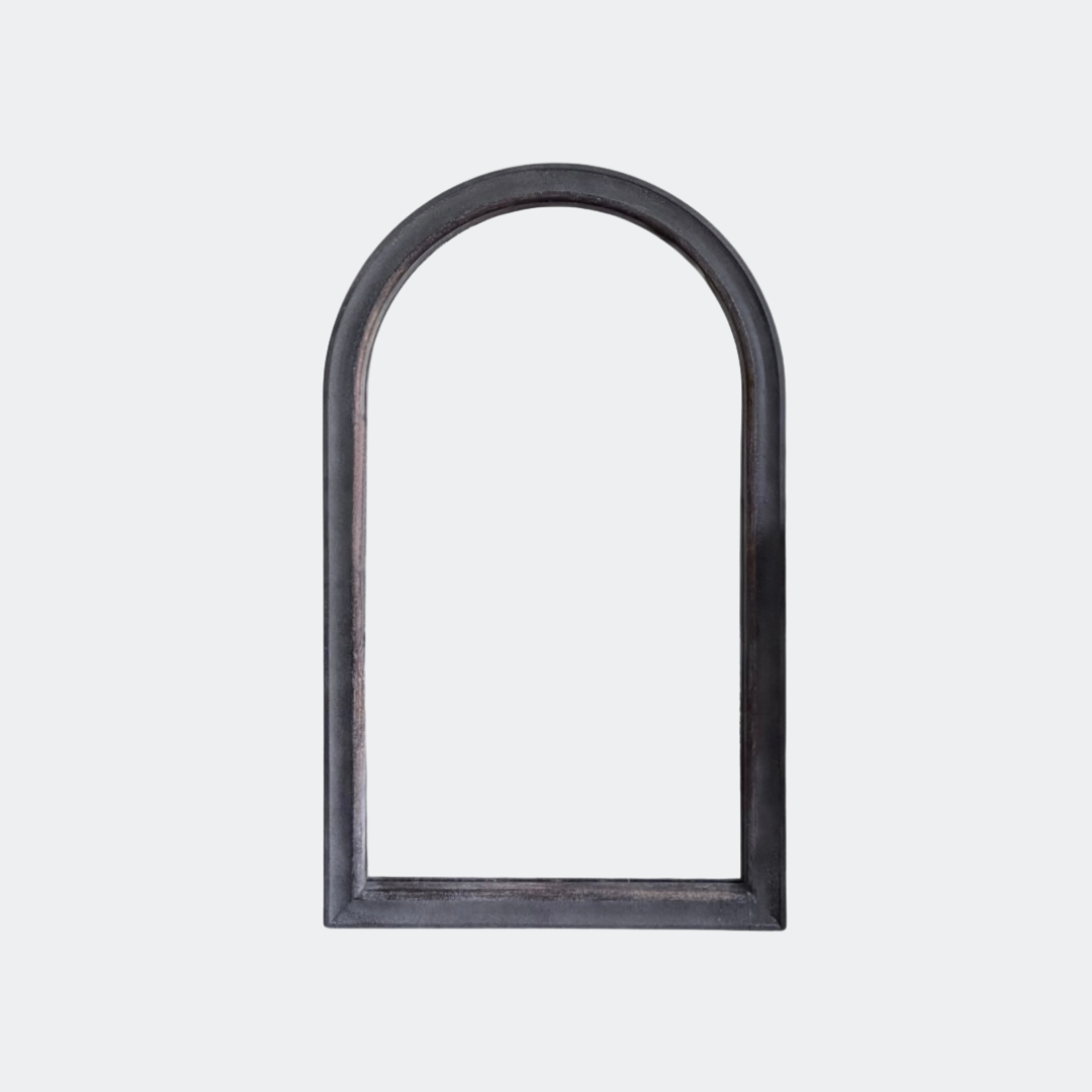 Large Rustic Arched Black Mirror