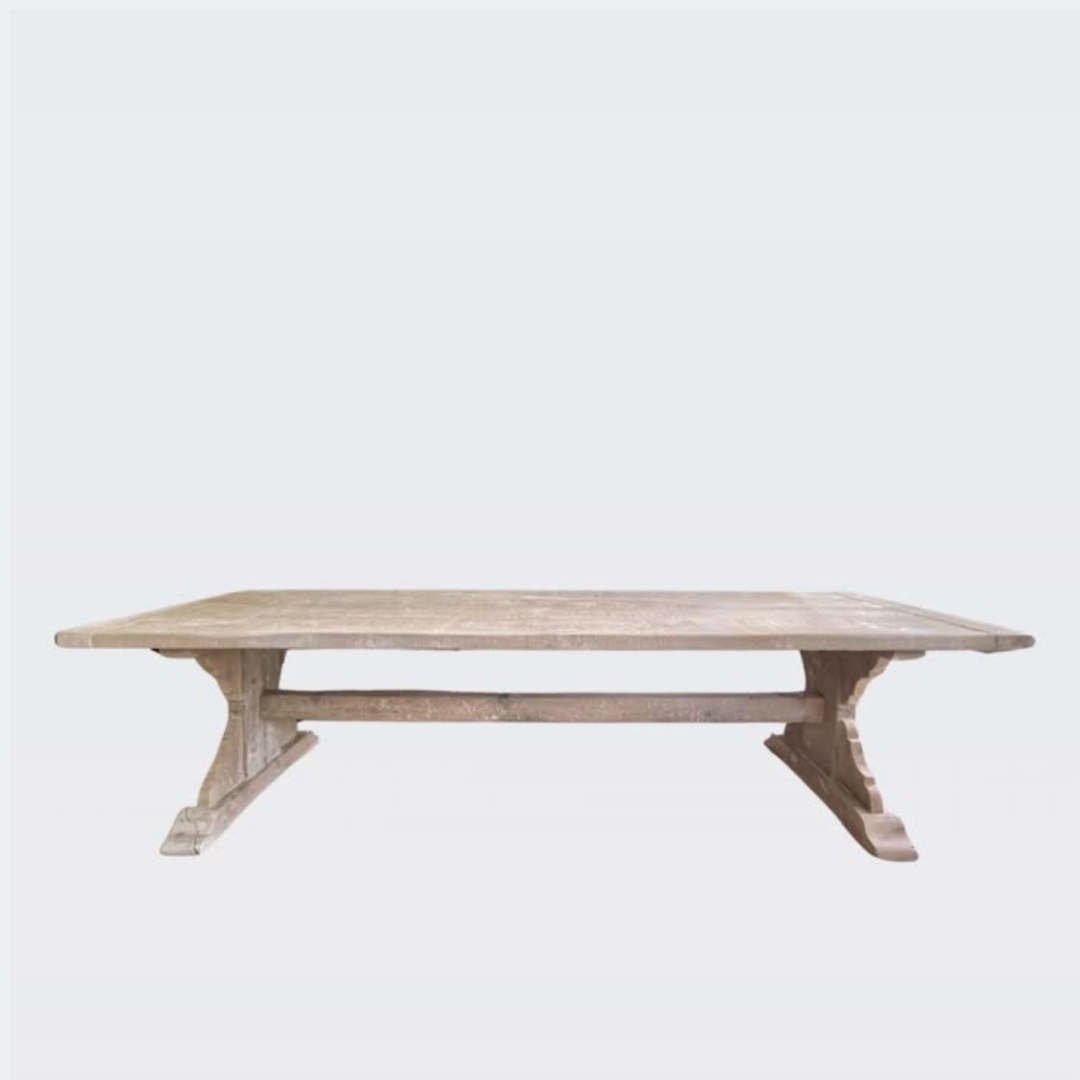 Handcrafted 10-Seater Rustic Dining Table – Whitewashed Reclaimed Pine, Made in UK