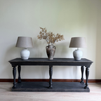 Black Distressed Console Table with Turned Legs