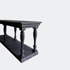 Black Distressed Console Table with Turned Legs