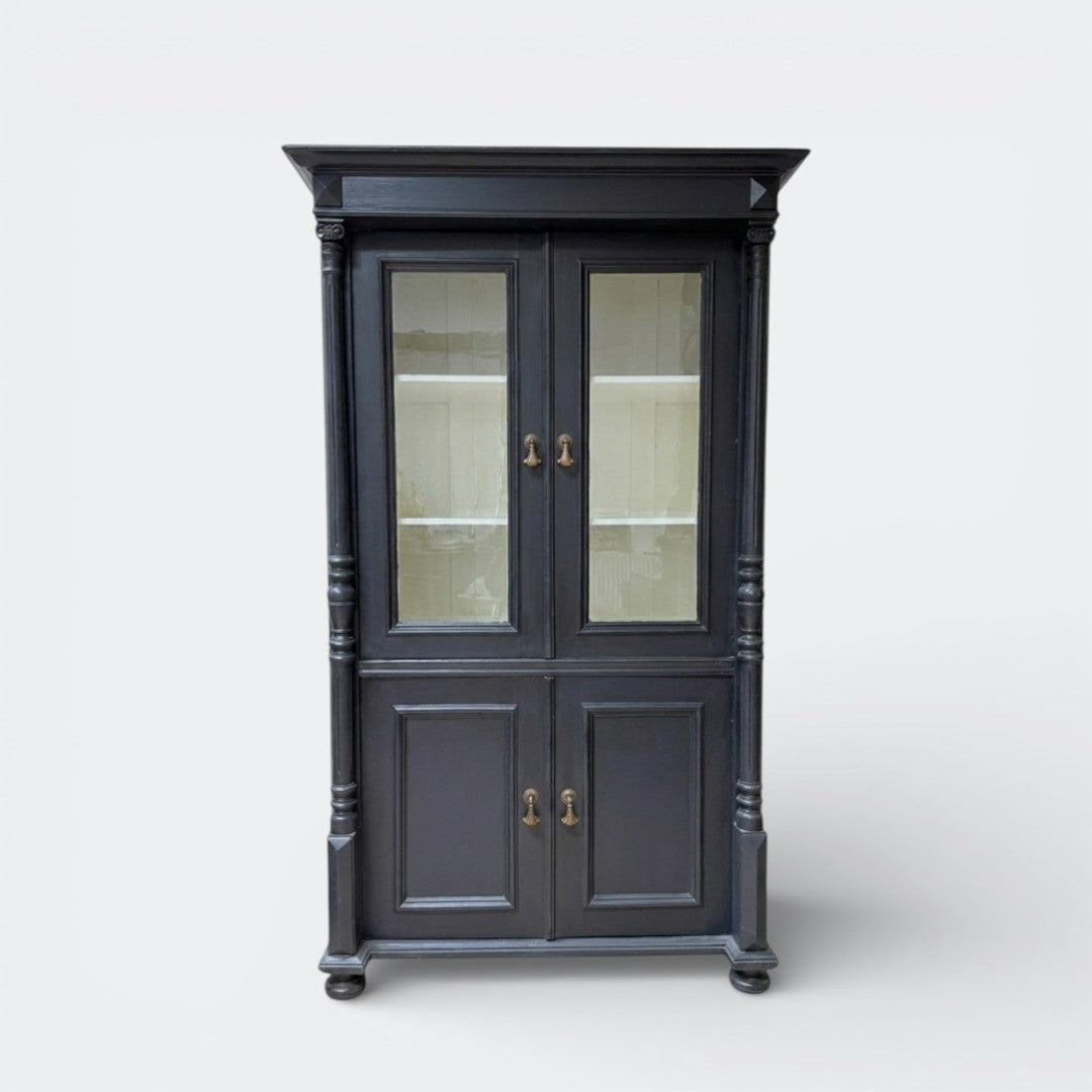 Black Painted Glazed Display Cupboard