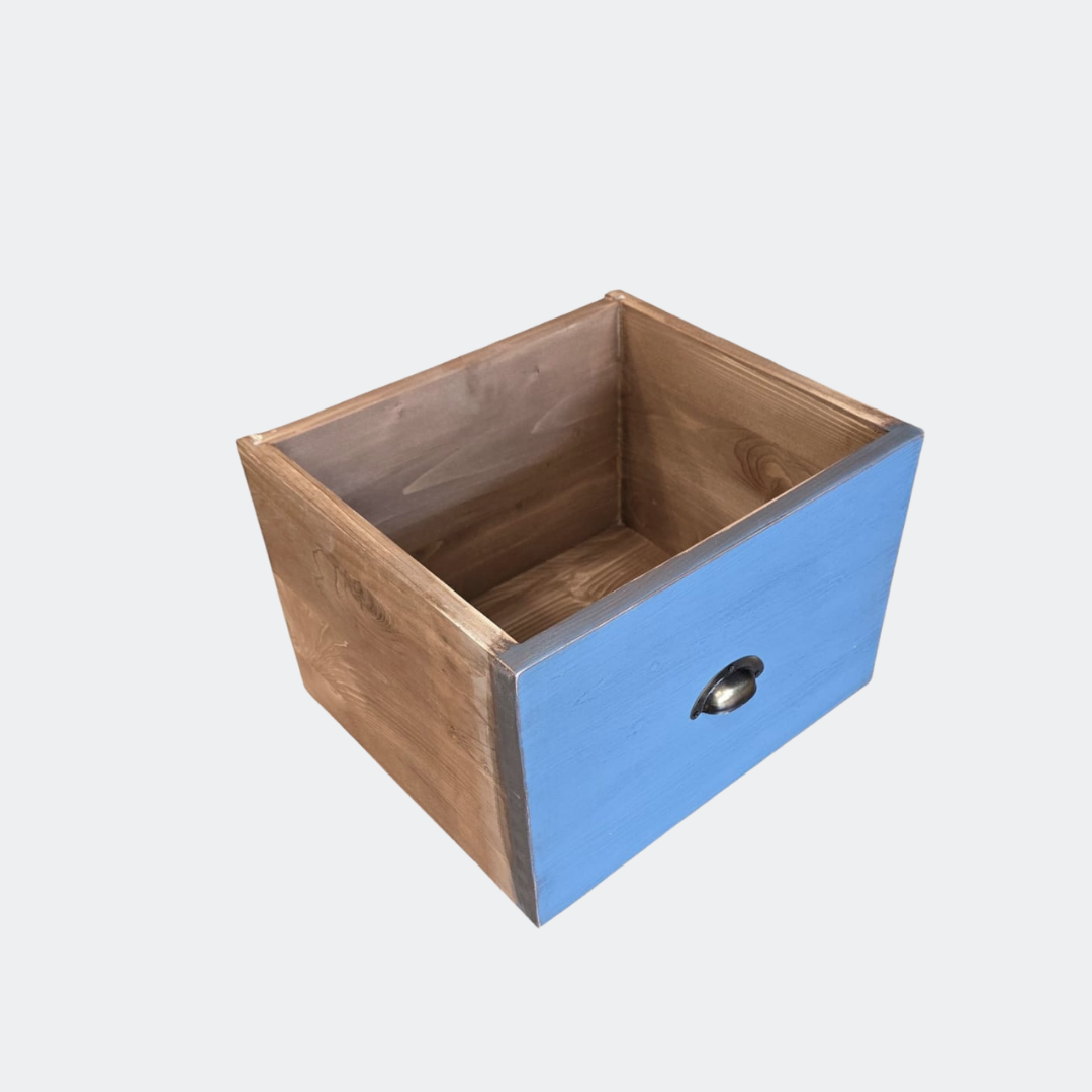 Distressed Blue Wood Chest of Drawers | 12-Drawer Farmhouse Storage Unit