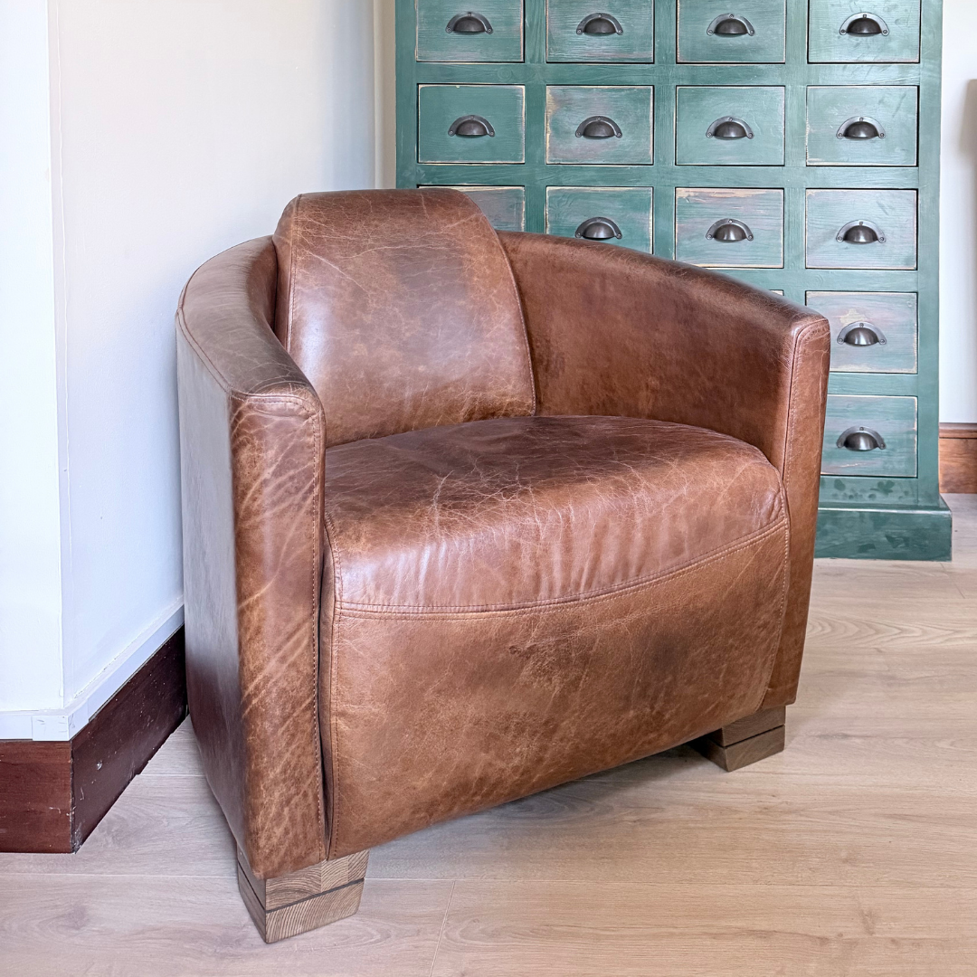 Vintage Style Leather Rocket Chair
