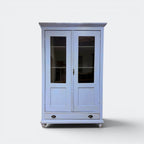 Vintage Blue Display Cabinet with Glass Doors