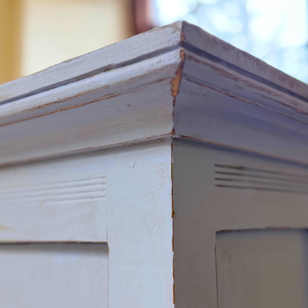 Vintage Blue Display Cabinet with Glass Doors