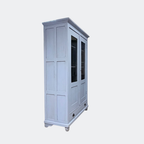 Vintage Blue Display Cabinet with Glass Doors
