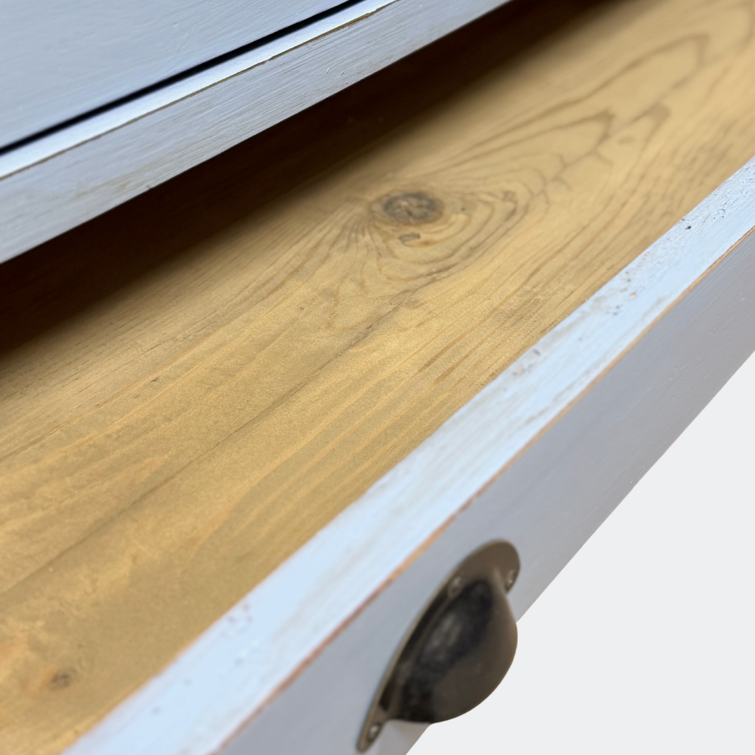 Vintage Blue Display Cabinet with Glass Doors